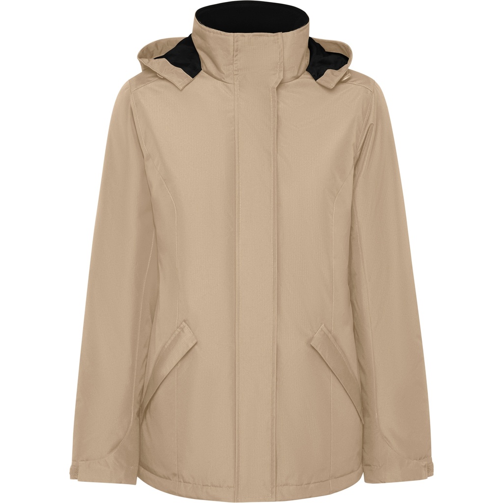 PARKA AMERICA WOMAN · ACOLCHADO · HIDROFUGADO · CAPUCHA OCULTA · CORTAVIENTO · ECO